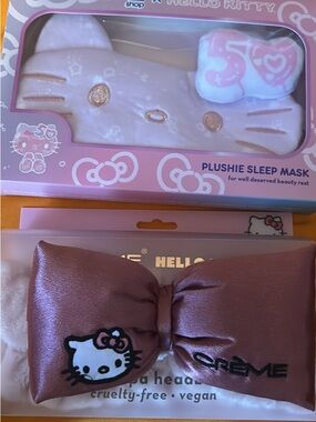 SOLD. Hello Kitty Plushie Sleep Mask Set in Pink and White